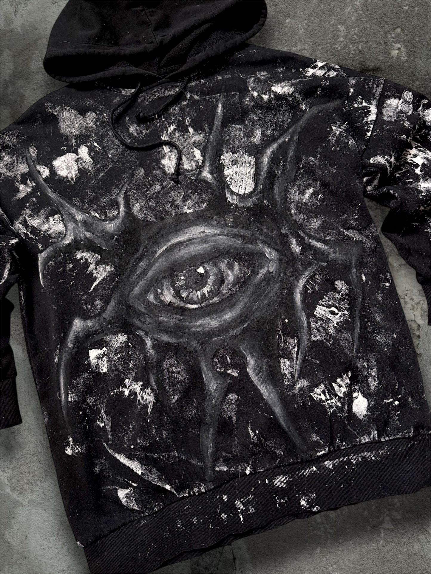 “Soul view” hand painted black hoodie