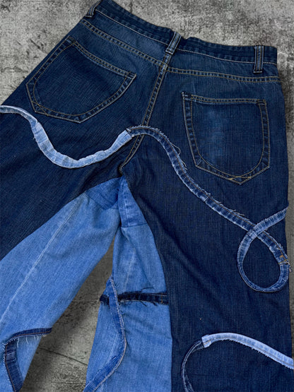 Baggy wide leg jeans with stripes