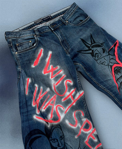 “Special” baggy jeans with art