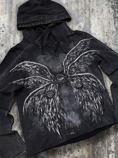 “Lili” dark gray hand painted hoodie