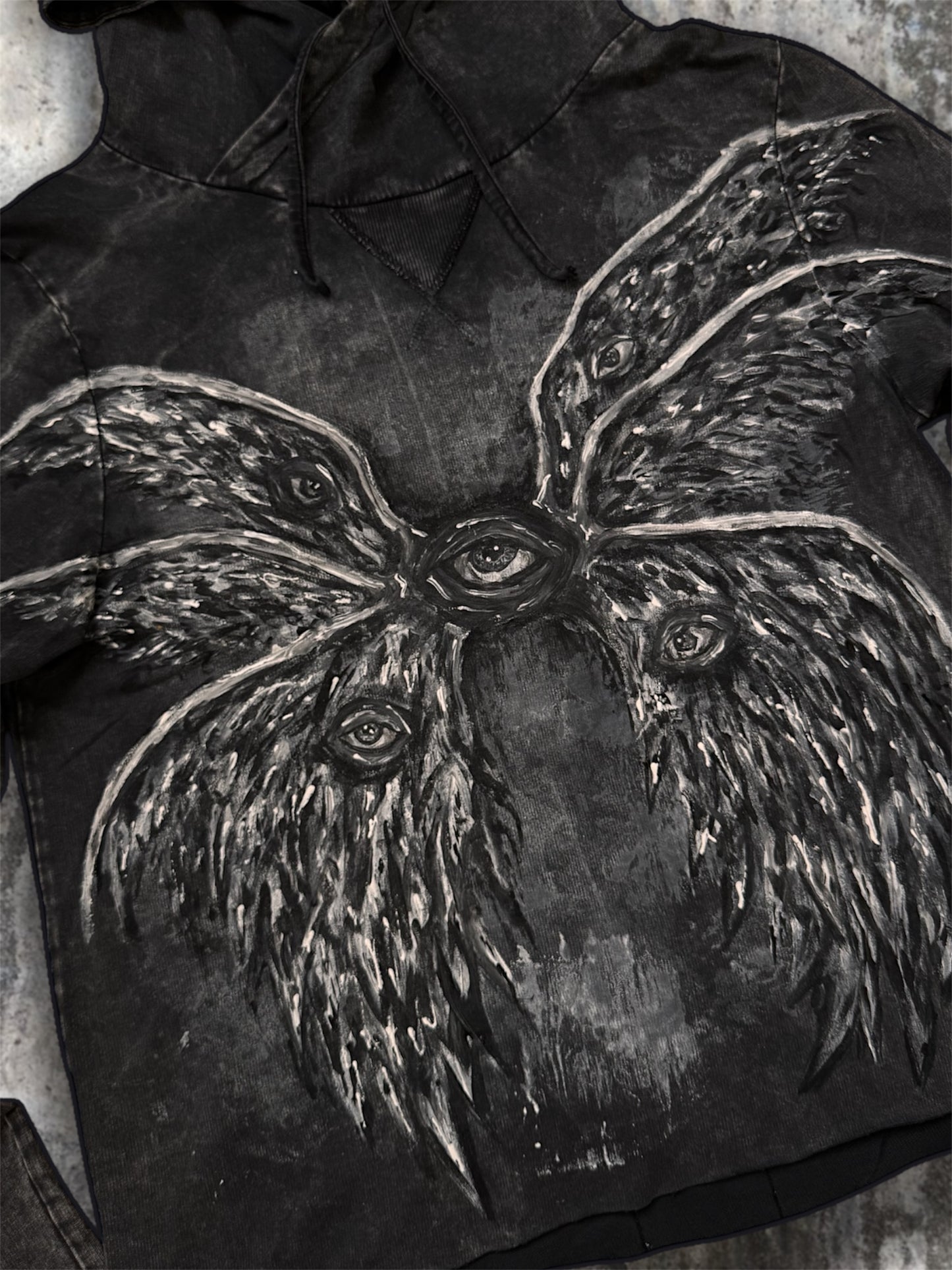 “Lili” dark gray hand painted hoodie