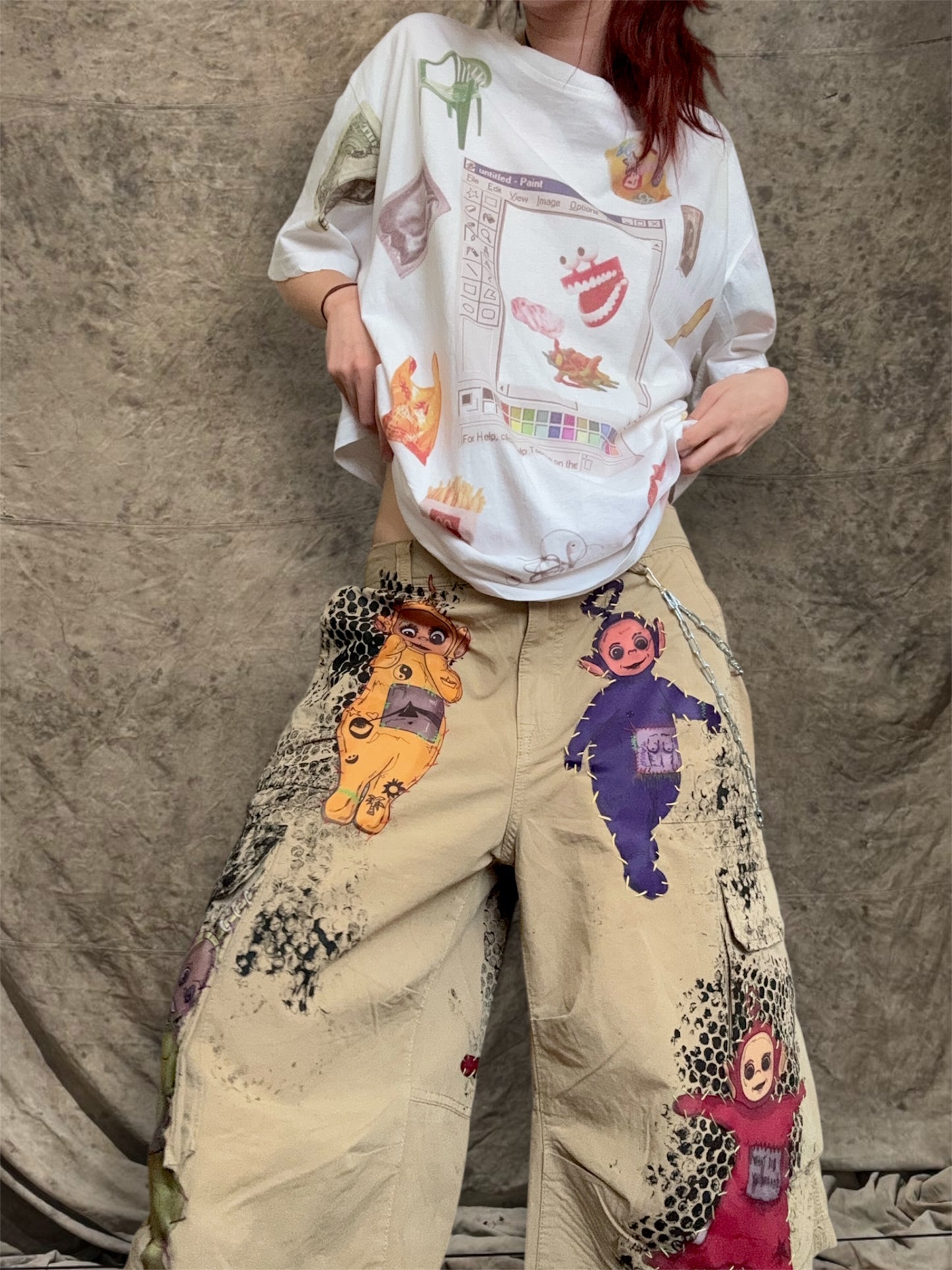 Teletubbies 1/1 upcycled jorts