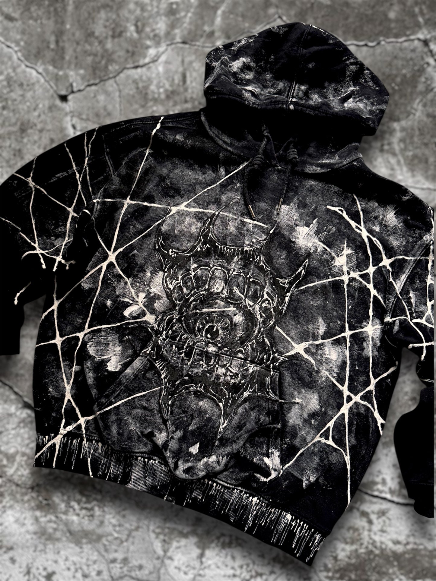 “Mouthball” hand painted black hoodie