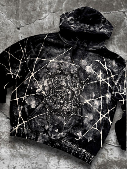 “Mouthball” hand painted black hoodie