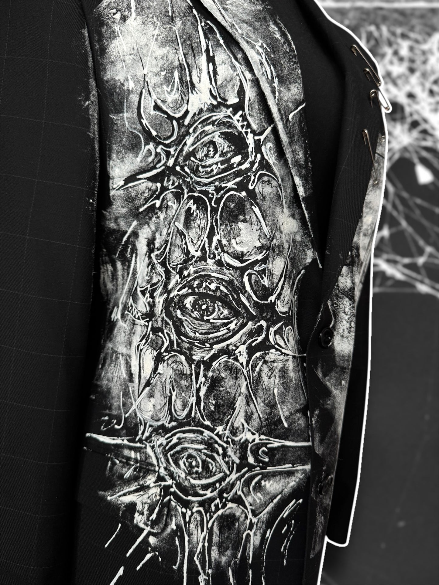 “Eyepocalypse” hand painted blazer