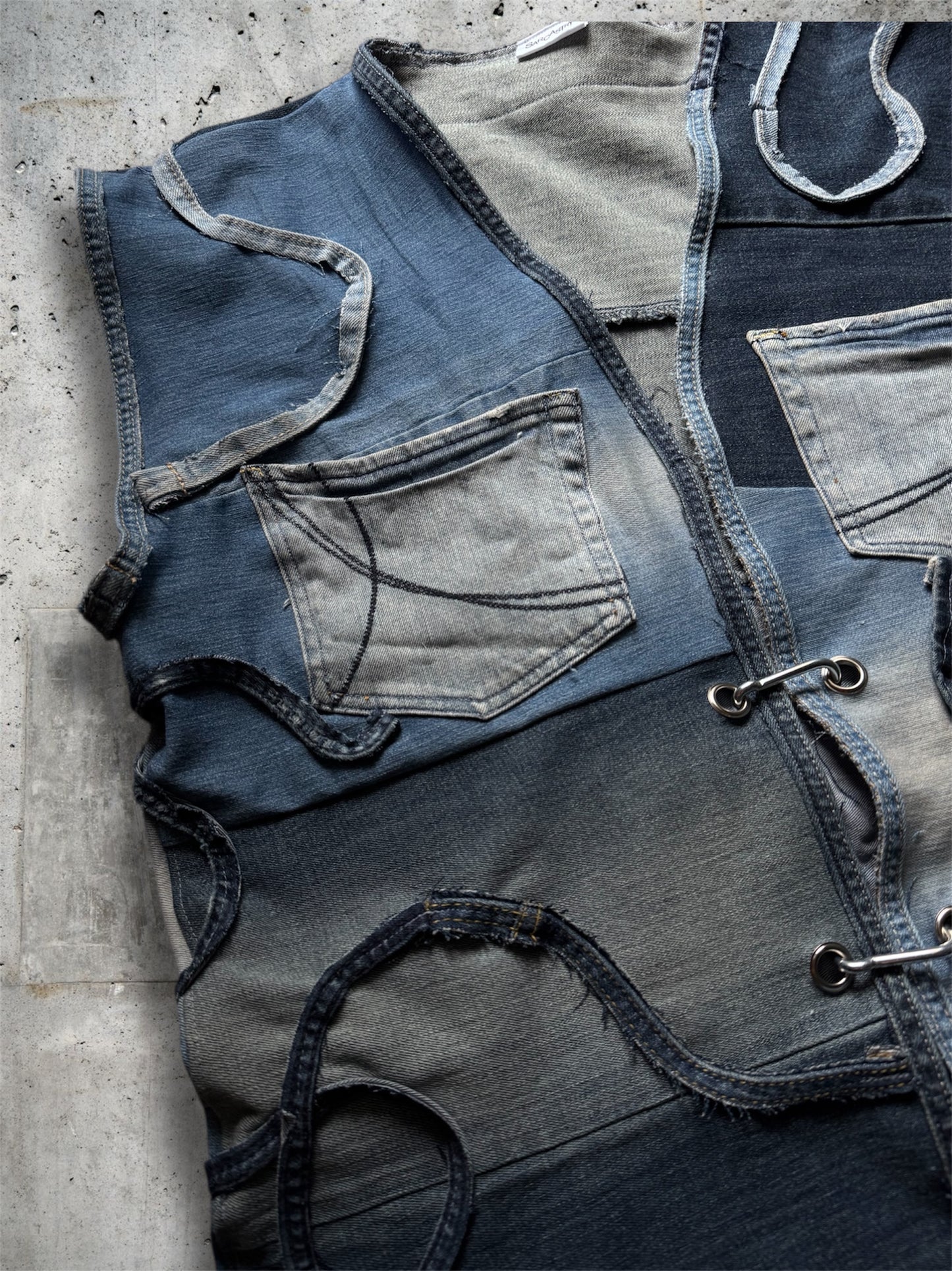 Repurposed blue denim vest
