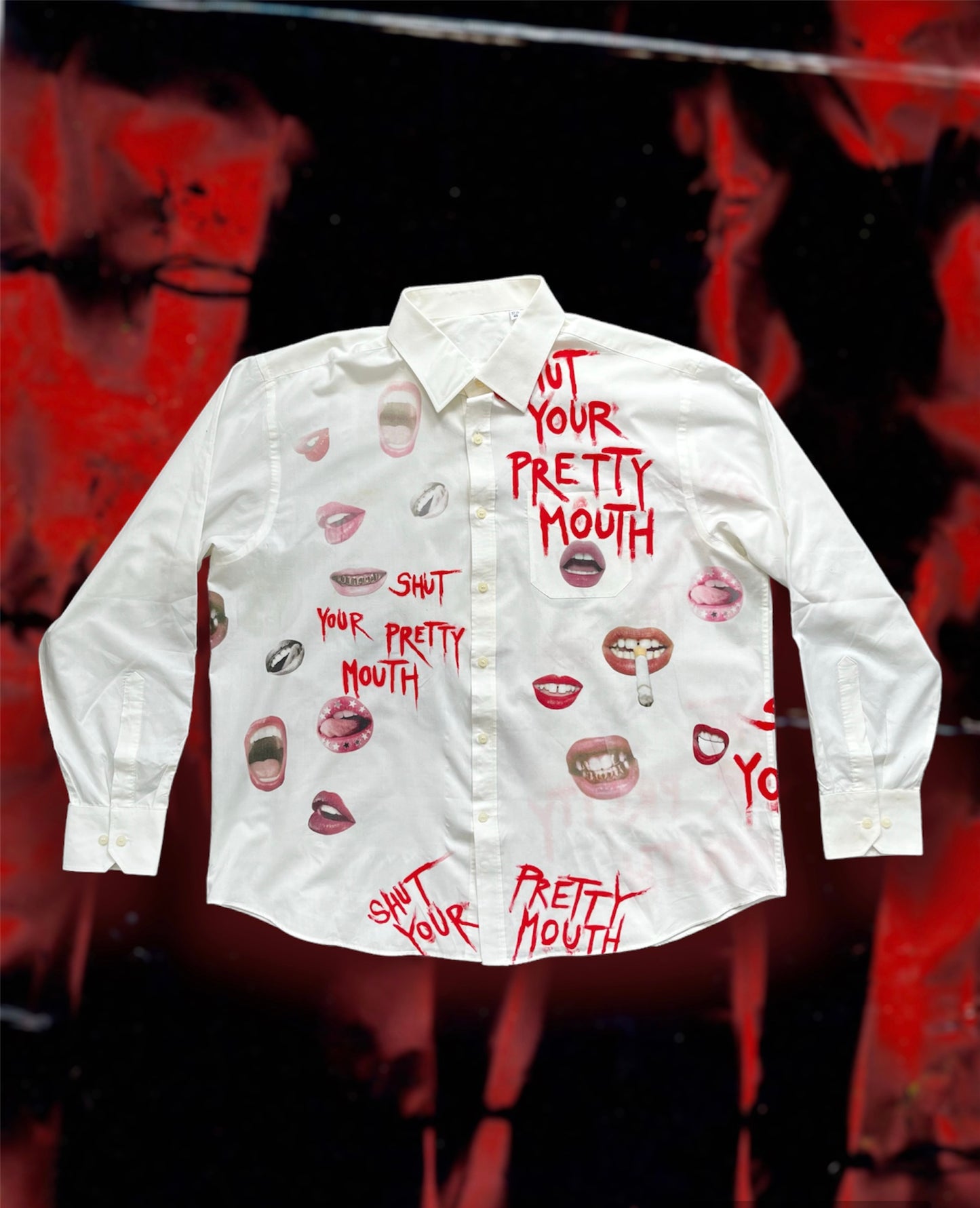 “SHUT YOUR PRETTY MOUTH” white shirt