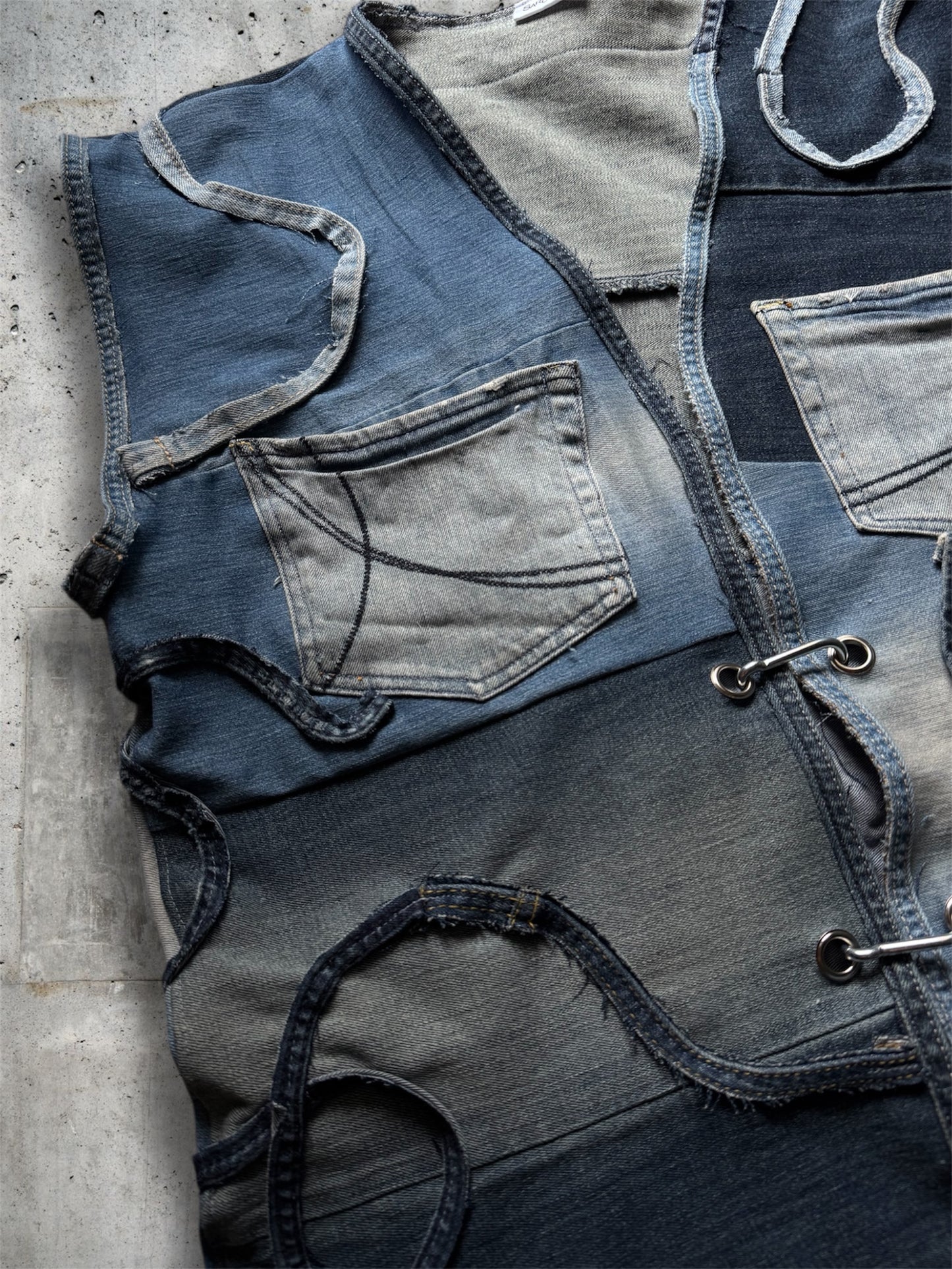 Repurposed blue denim vest