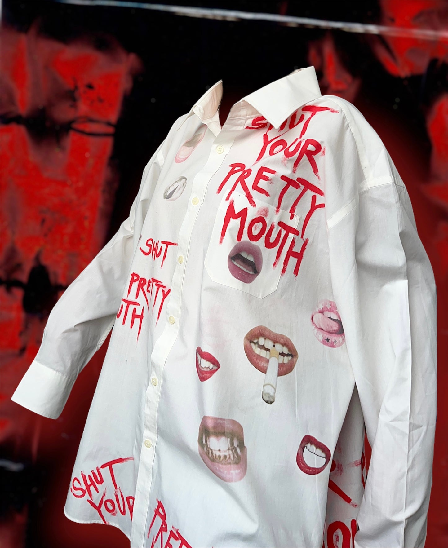“SHUT YOUR PRETTY MOUTH” white shirt