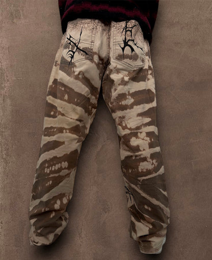 “Skull punk” bleached hand painted trousers