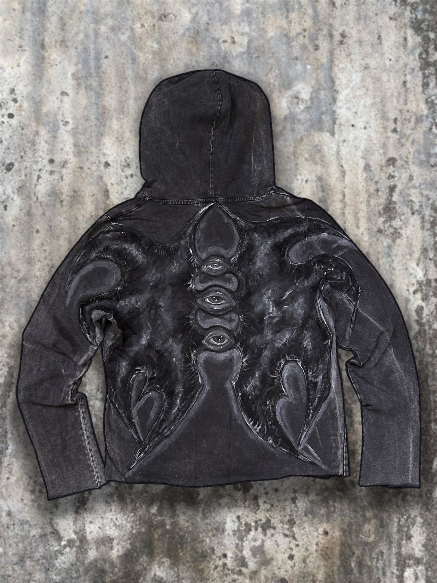 “Lili” dark gray hand painted hoodie