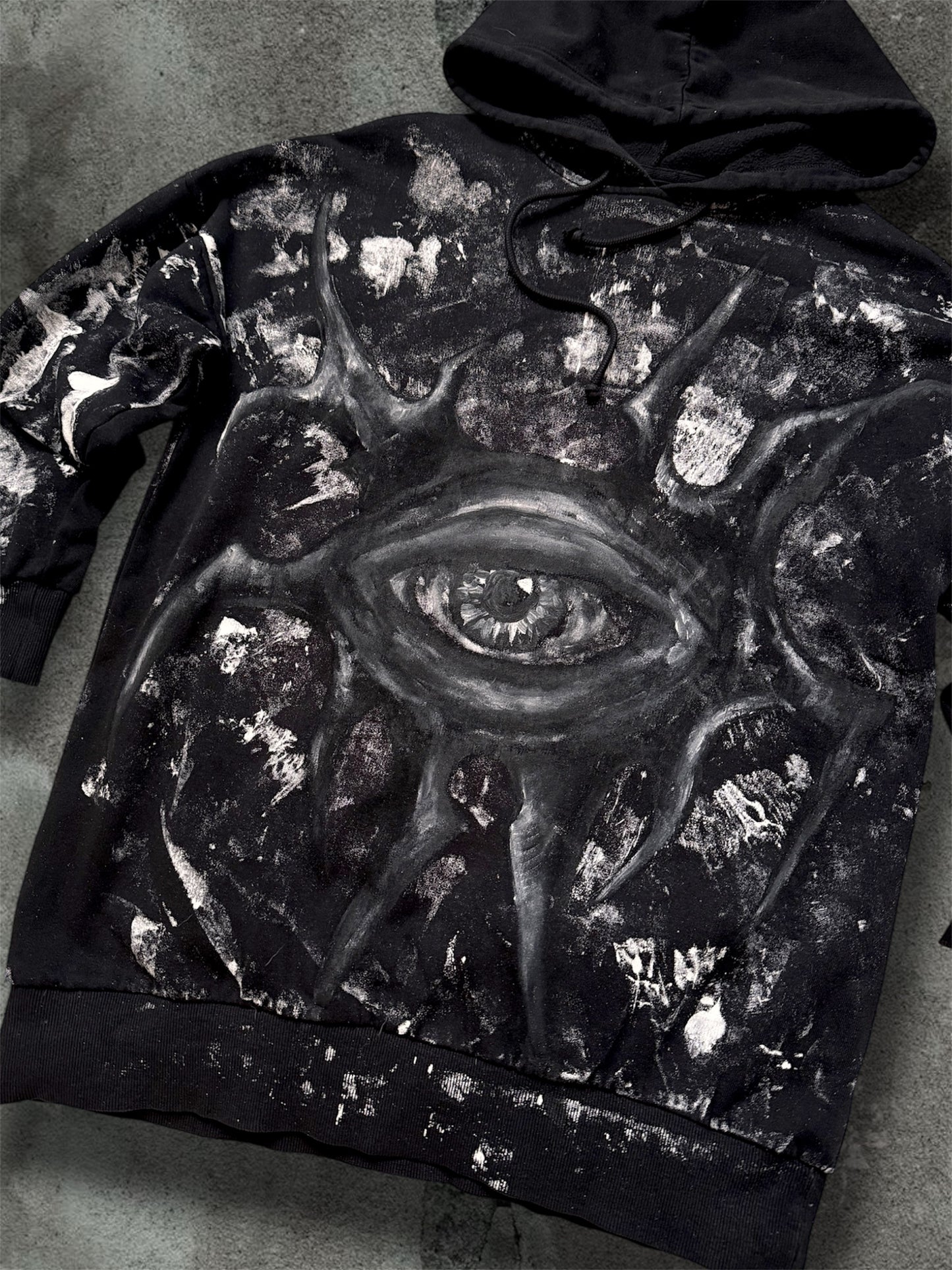 “Soul view” hand painted black hoodie