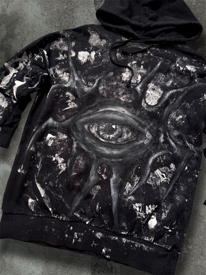 “Soul view” hand painted black hoodie