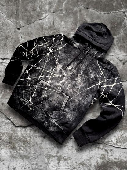 “Webs” hand painted black hoodie