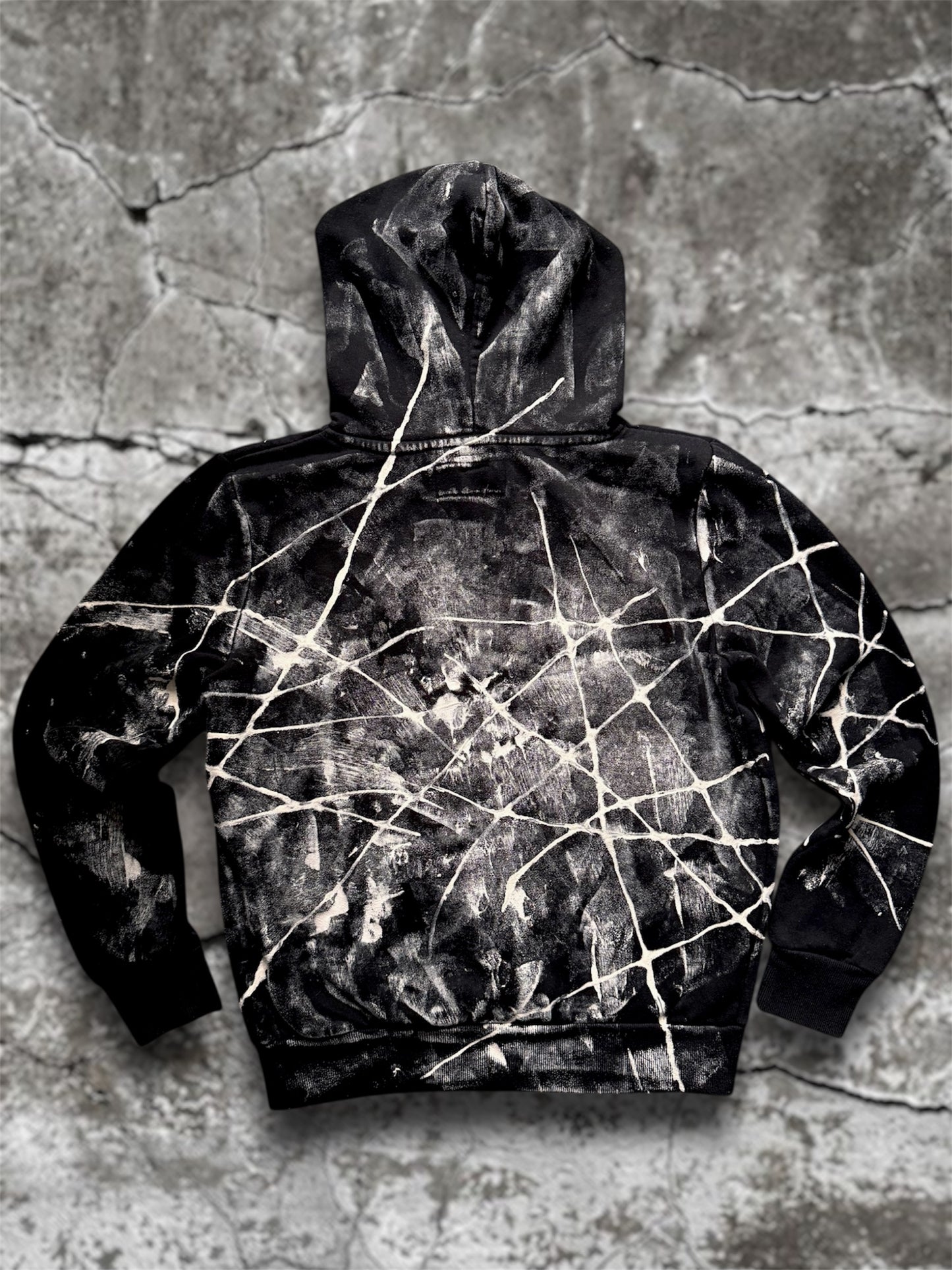 “Webs” hand painted black hoodie