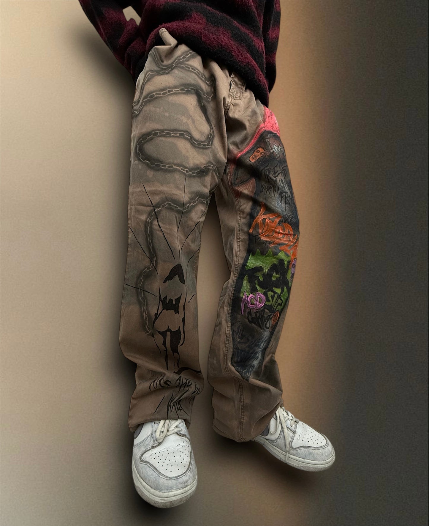 “Kiss the ground” hand painted trousers