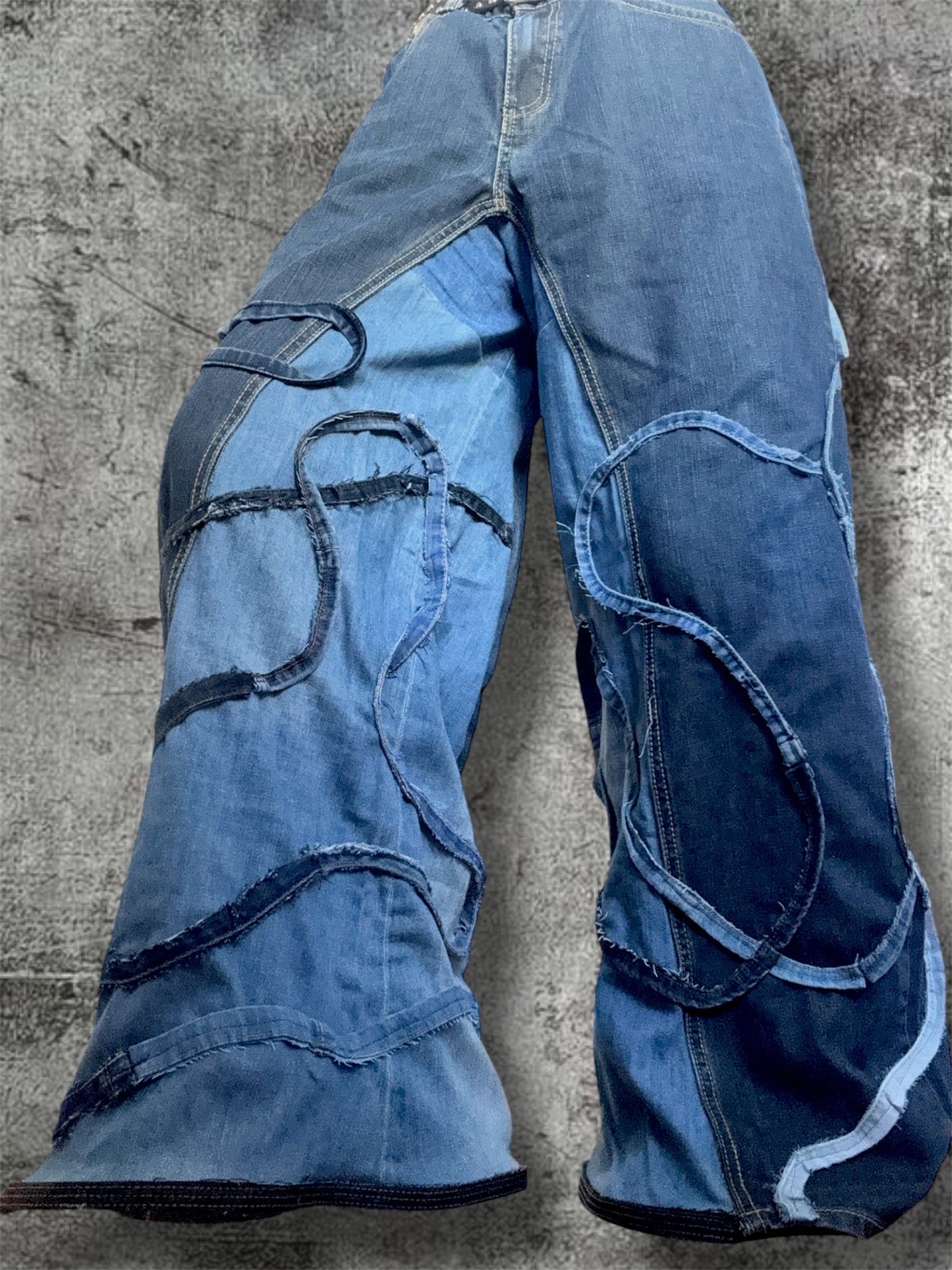 Baggy wide leg jeans with stripes