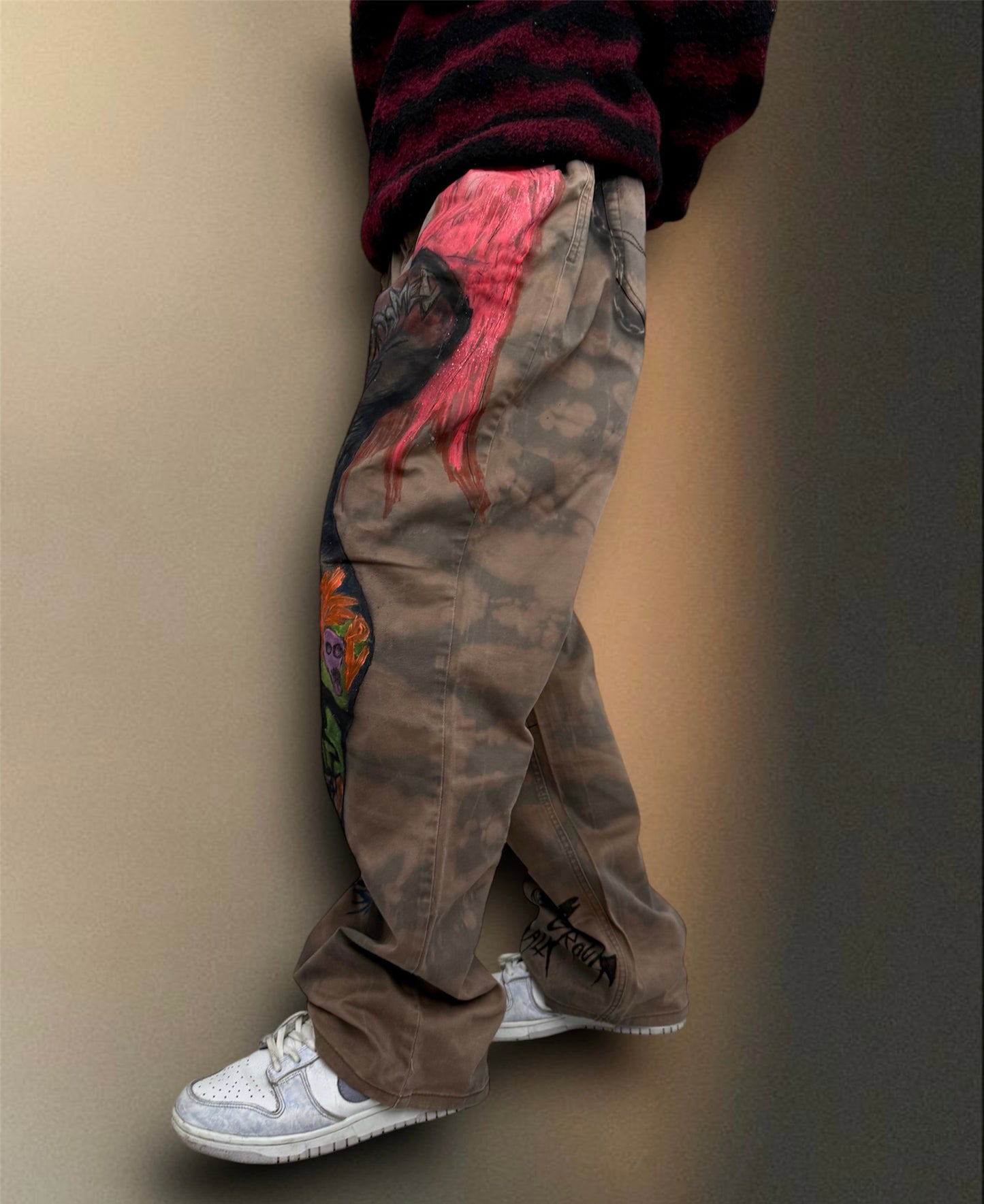 “Kiss the ground” hand painted trousers