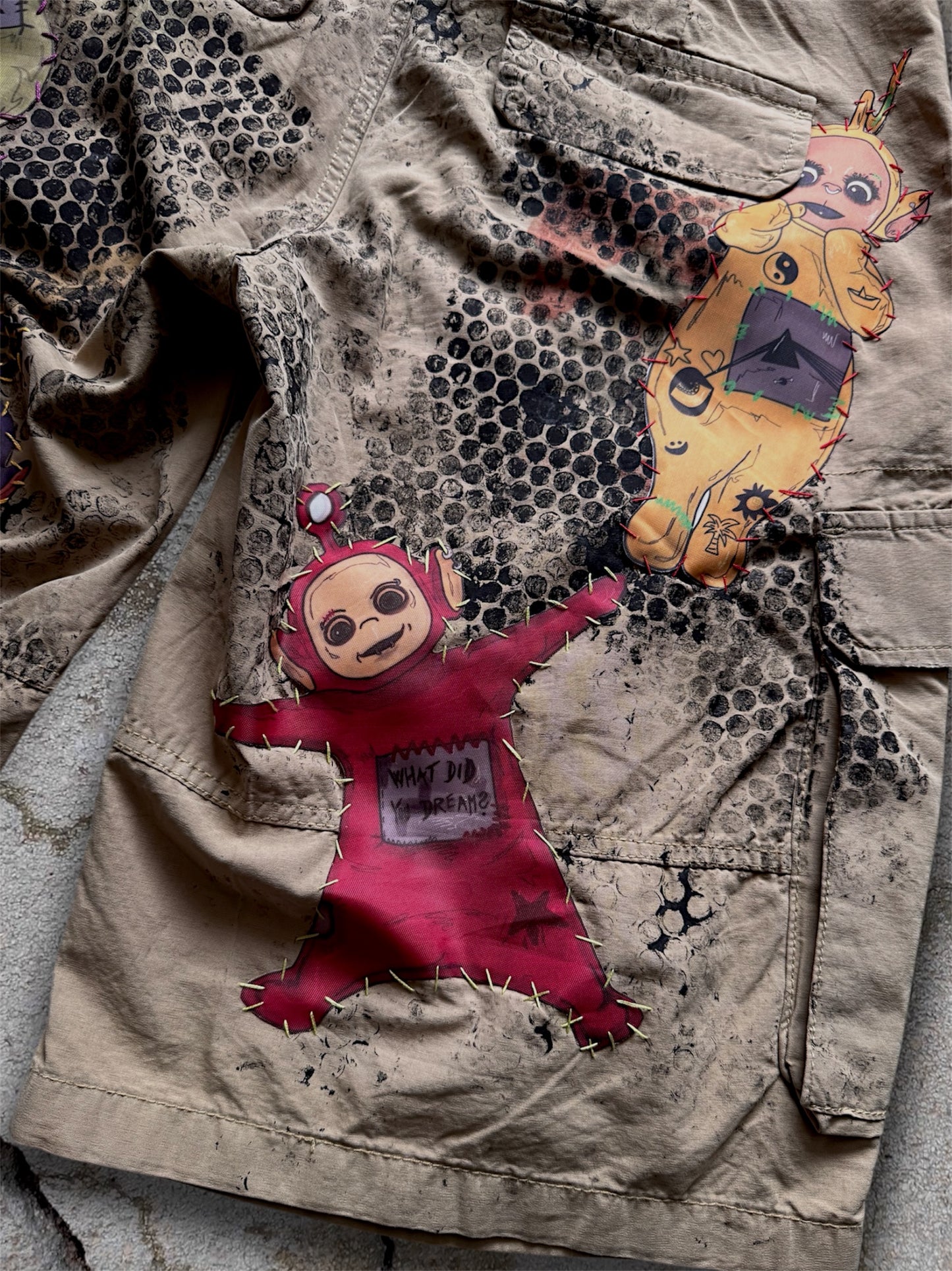 Teletubbies 1/1 upcycled jorts