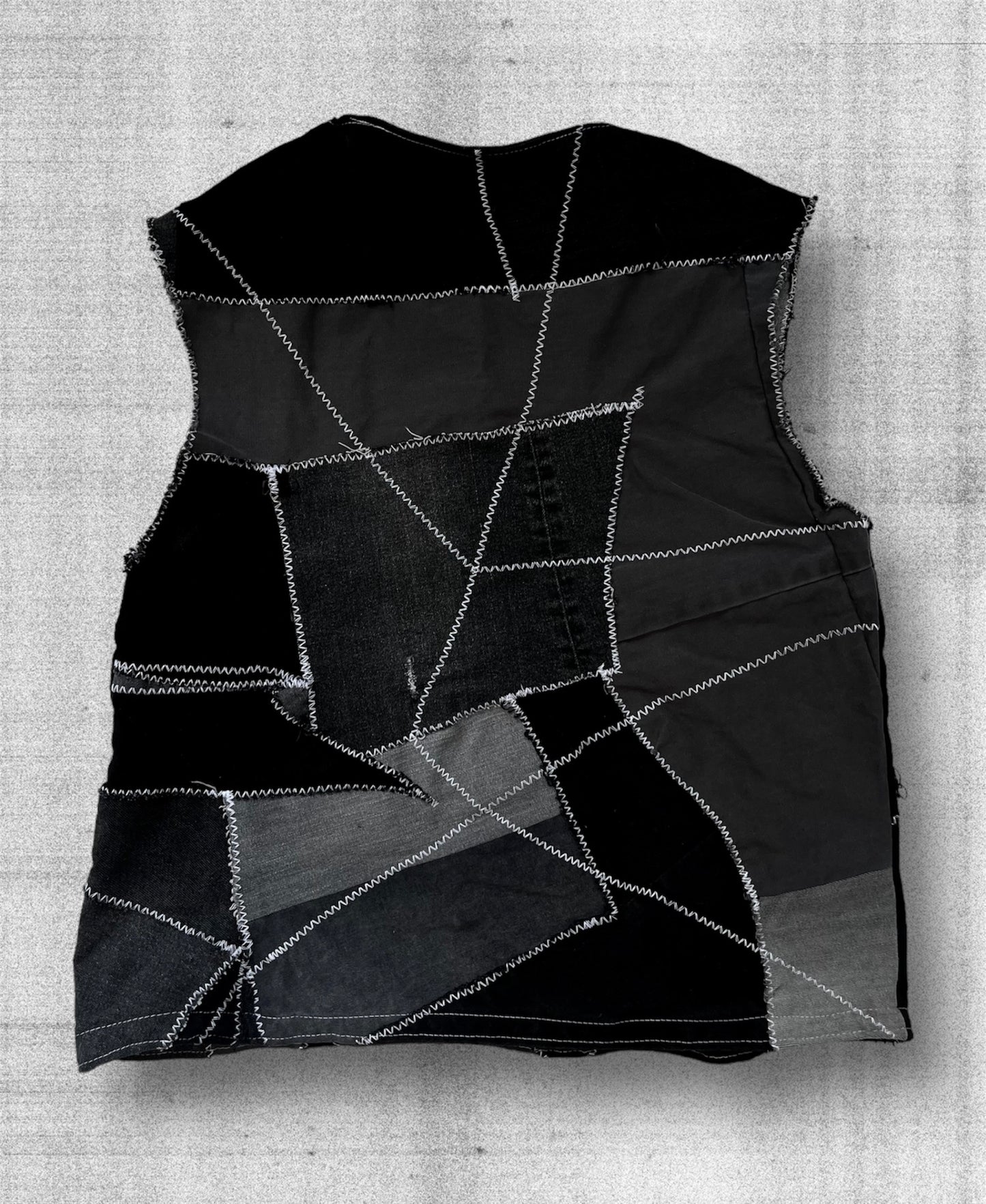 Black denim tank top made of scraps
