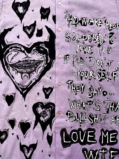 “LOVE ME ANYWAY” purple shirt