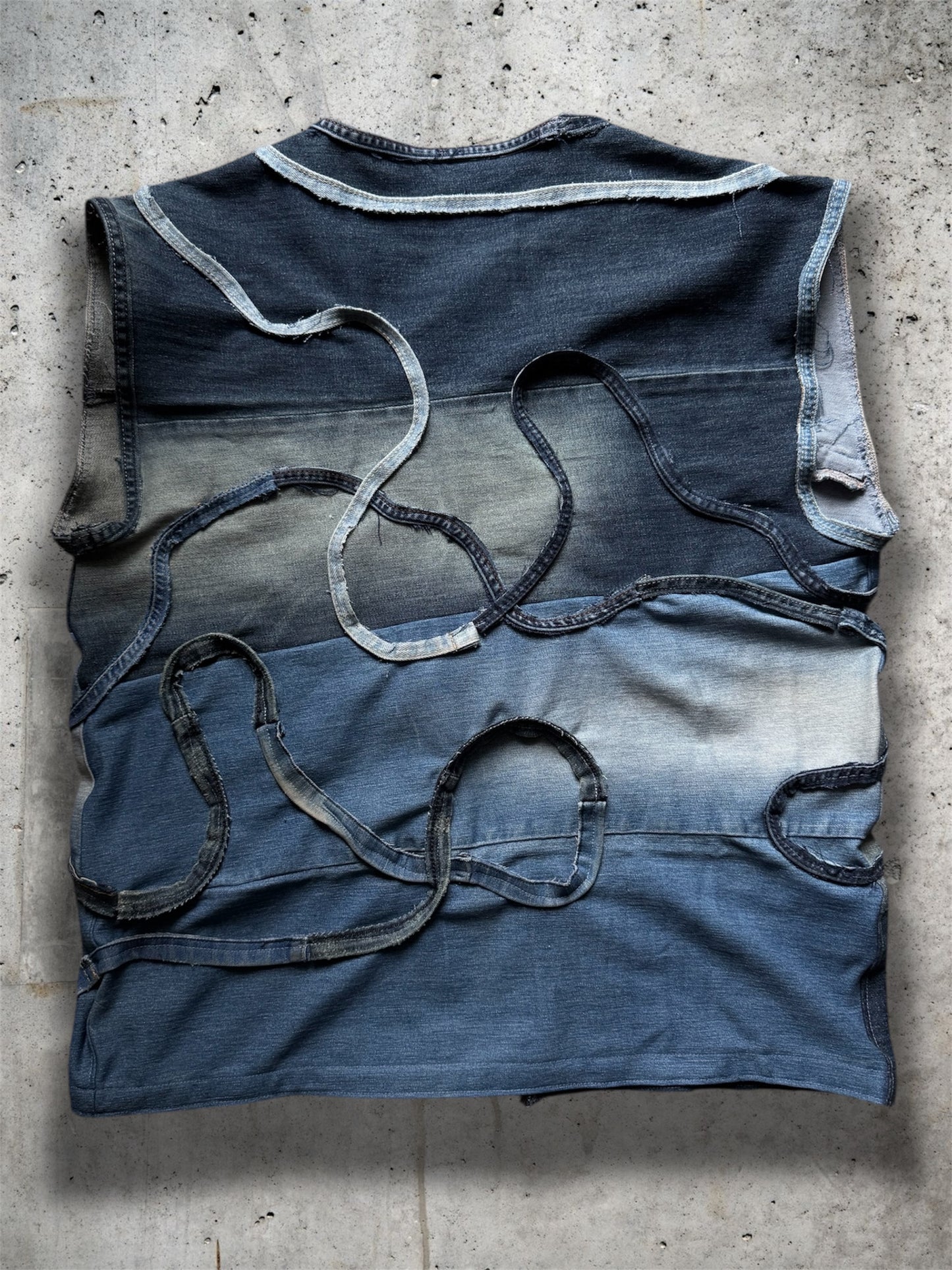 Repurposed blue denim vest