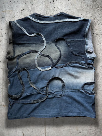 Repurposed blue denim vest