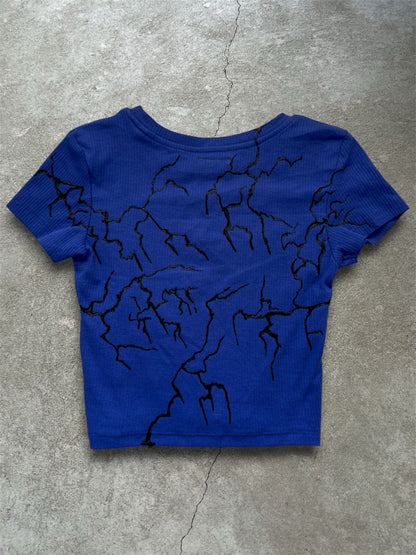 Blue crop top with eye design