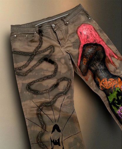 “Kiss the ground” hand painted trousers