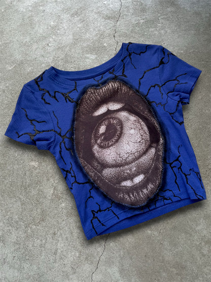 Blue crop top with eye design