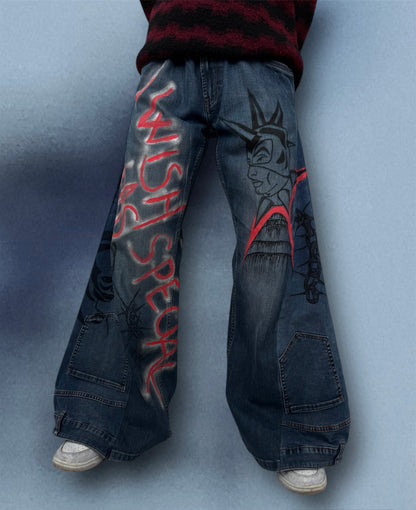 “Special” baggy jeans with art