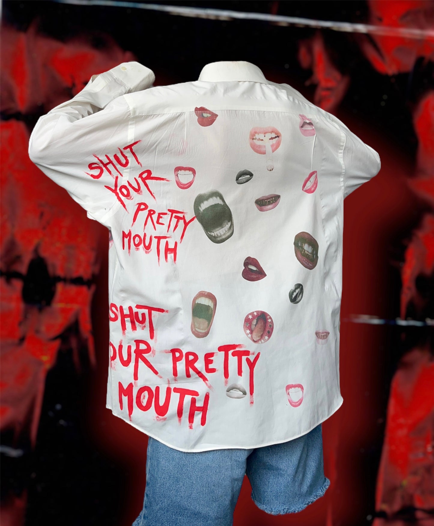 “SHUT YOUR PRETTY MOUTH” white shirt