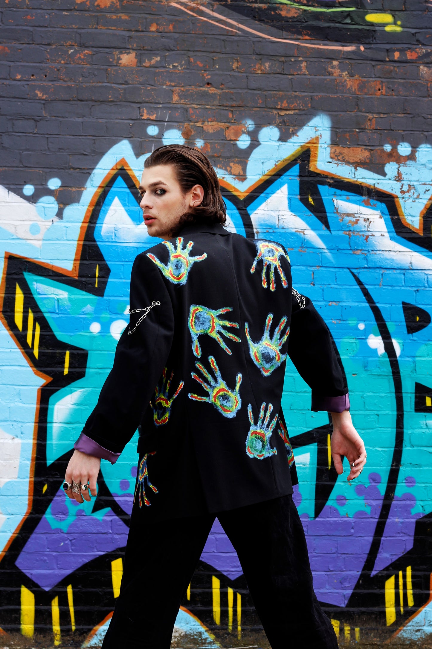 “THE HEAT”- Upcycled sustainable unisex blazer with heat map hands