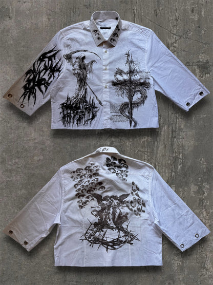 “Keeper” 1/1 cropped white shirt