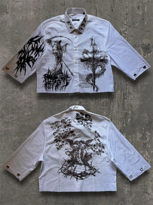 “Keeper” 1/1 cropped white shirt