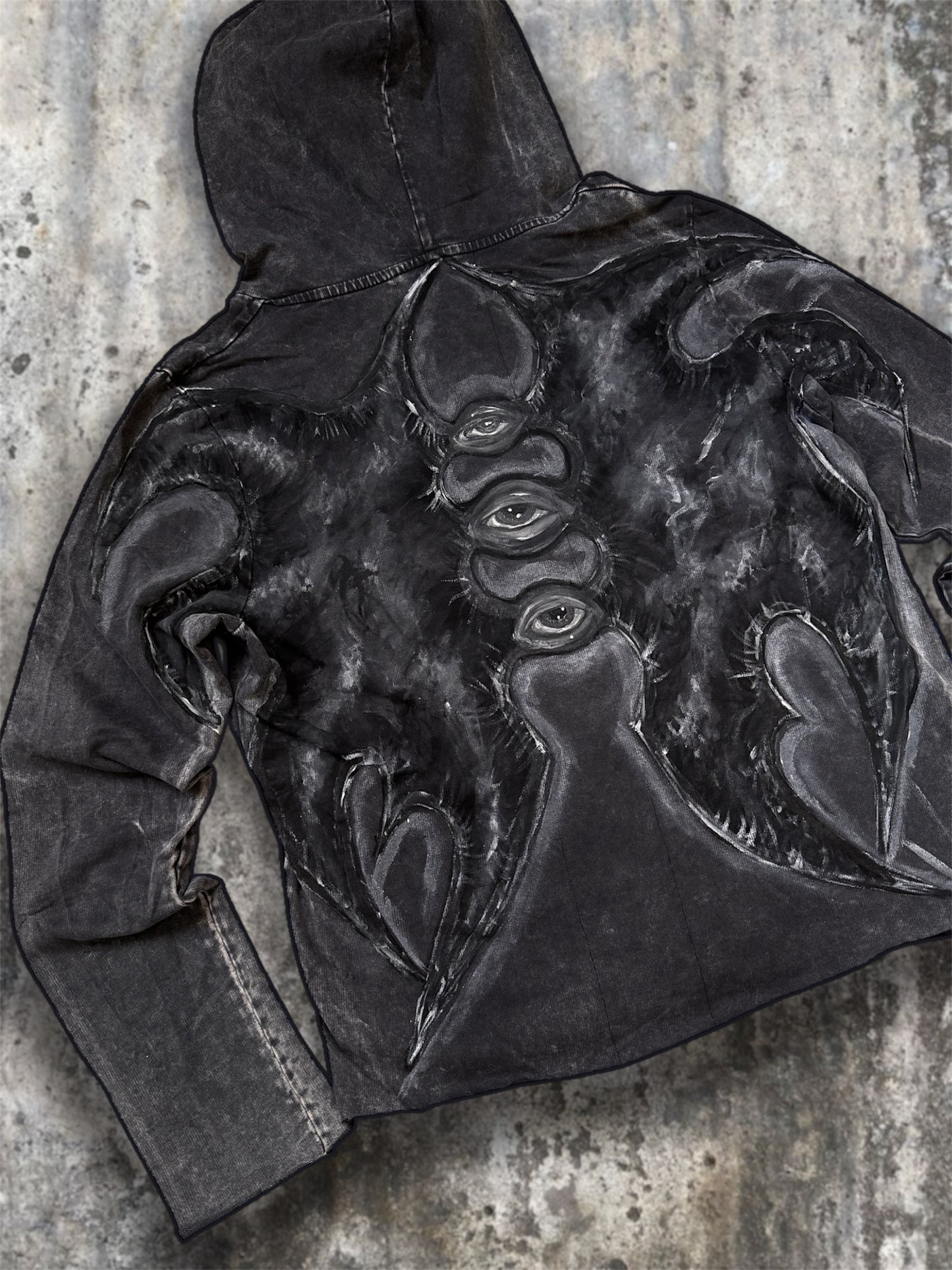 “Lili” dark gray hand painted hoodie
