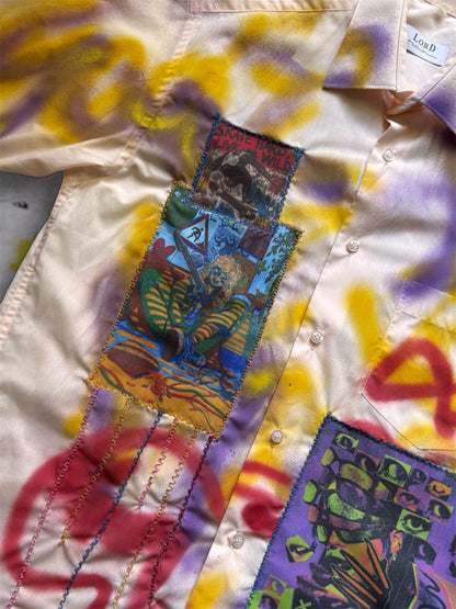 Sprayed light pink shirt with art pictures