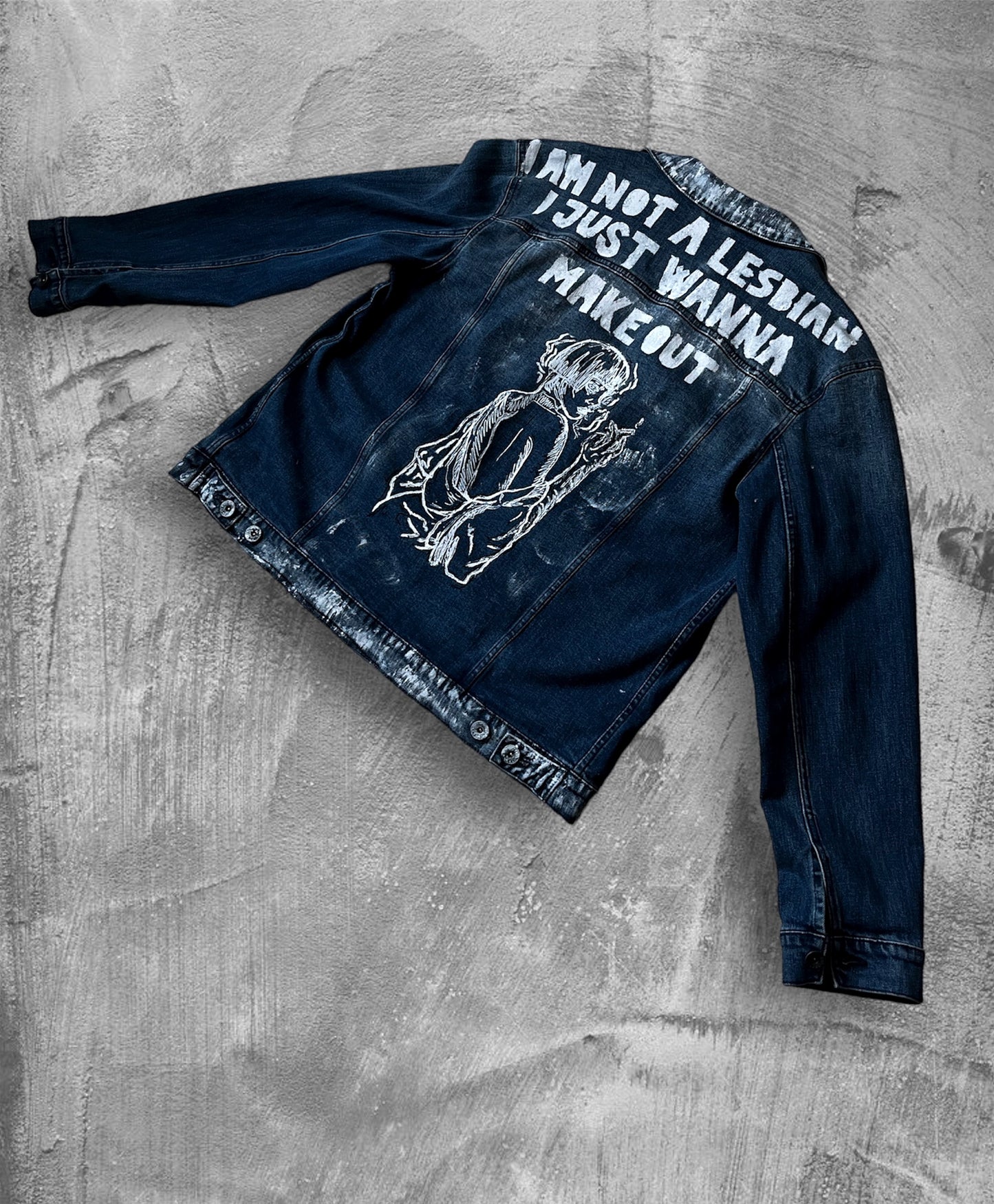 “Make out” denim jacket