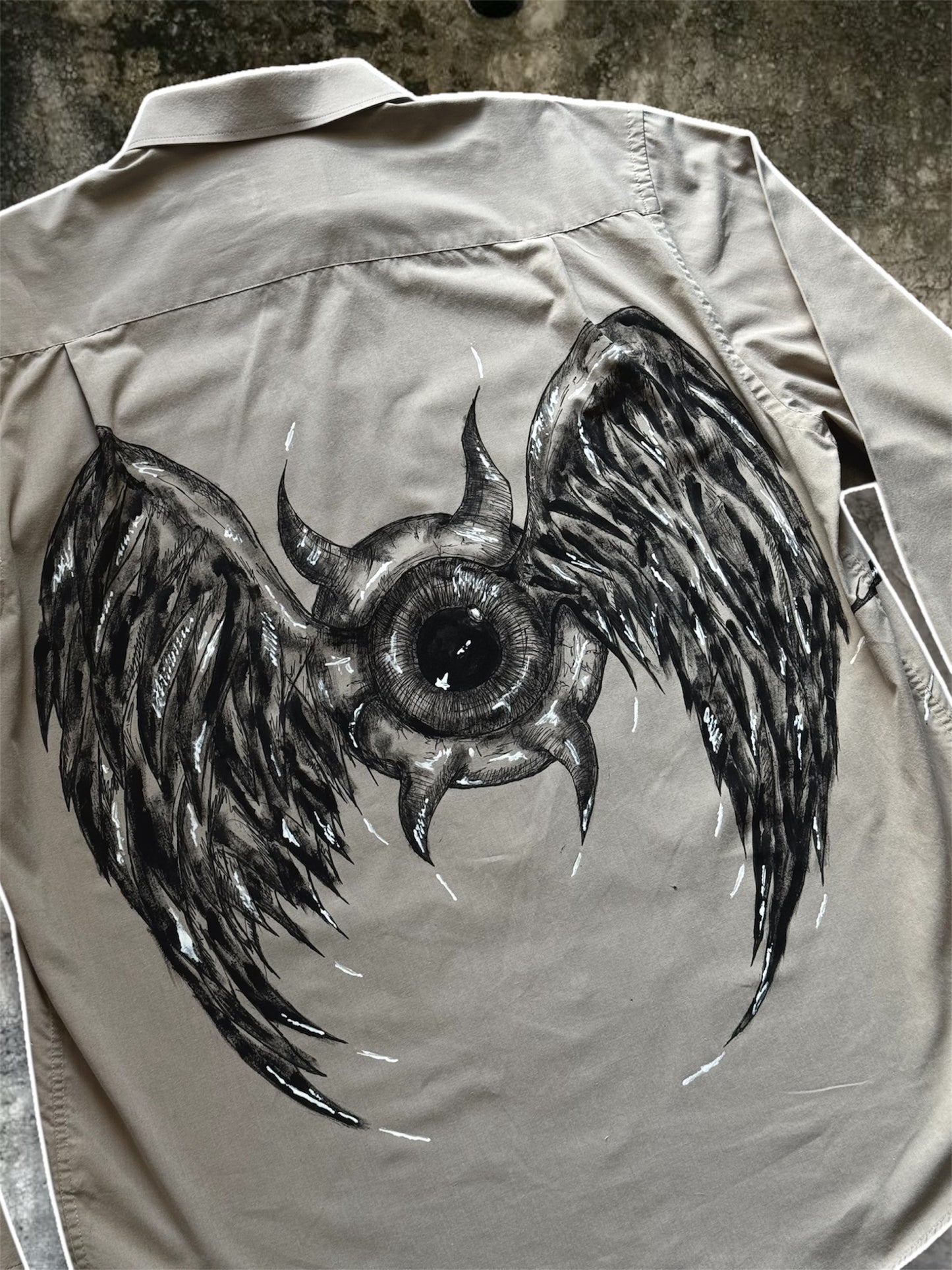 “Flying eye” handpainted shirt