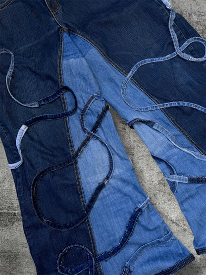 Baggy wide leg jeans with stripes