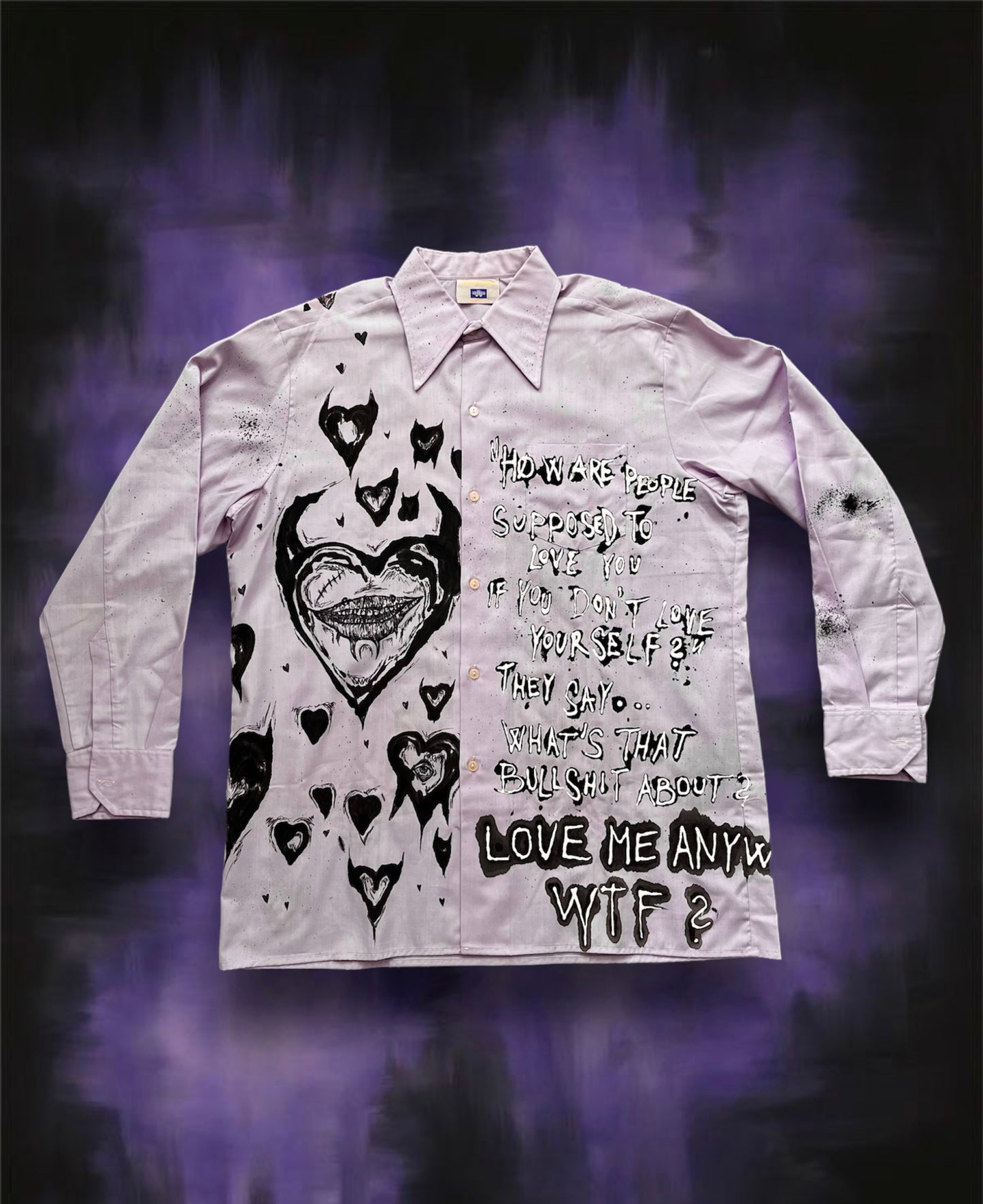 “LOVE ME ANYWAY” purple shirt