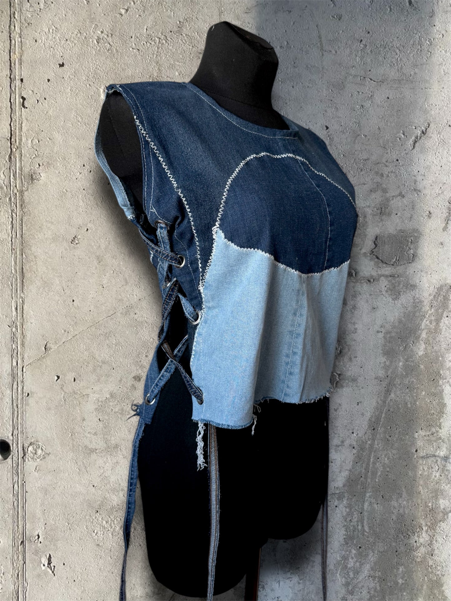 Upcycled denim top