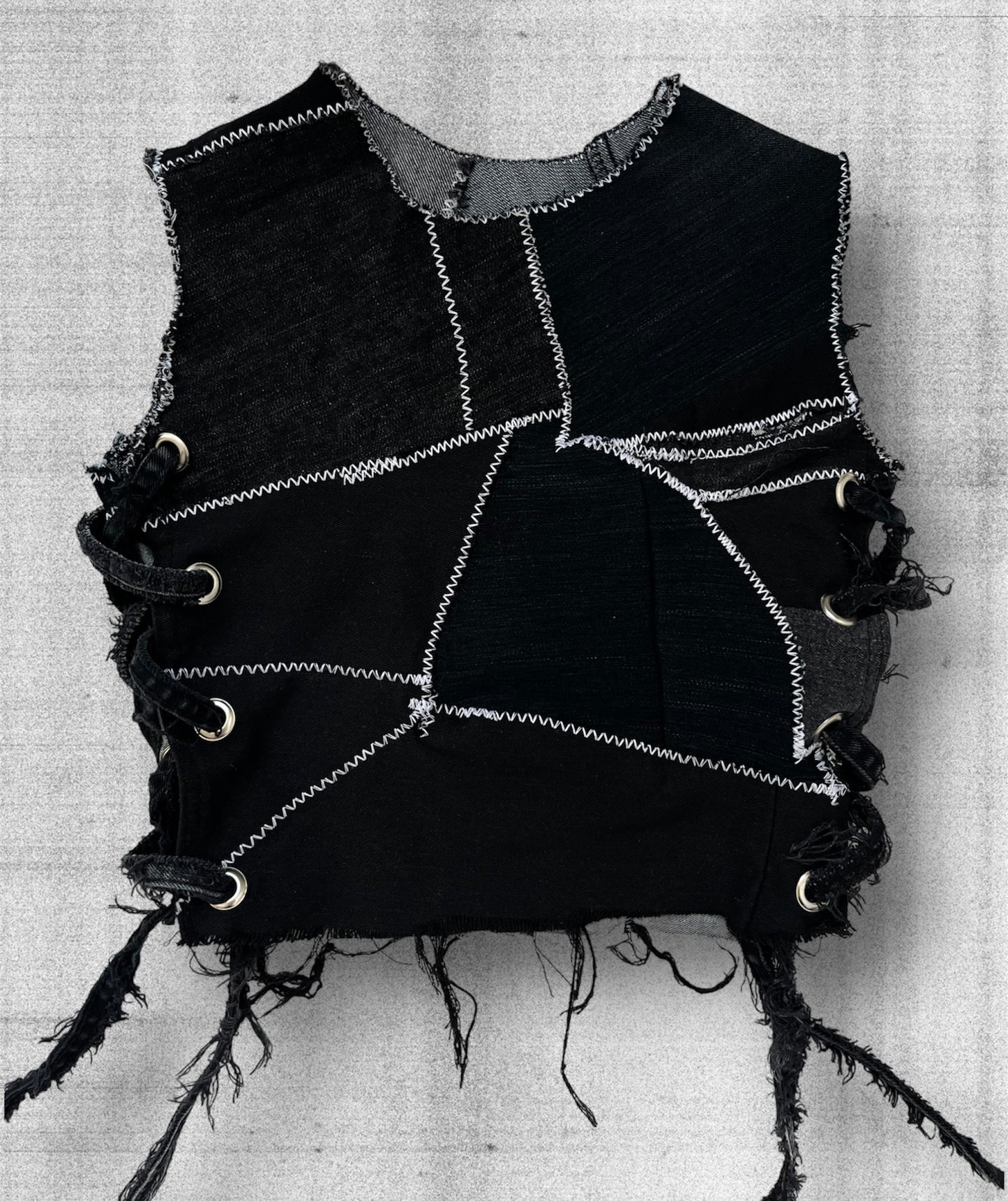 Black denim crop top
