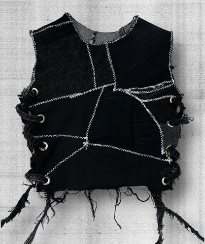 Black denim crop top