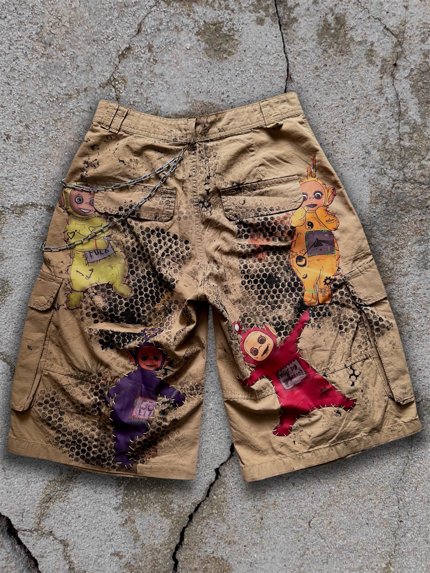 Teletubbies 1/1 upcycled jorts