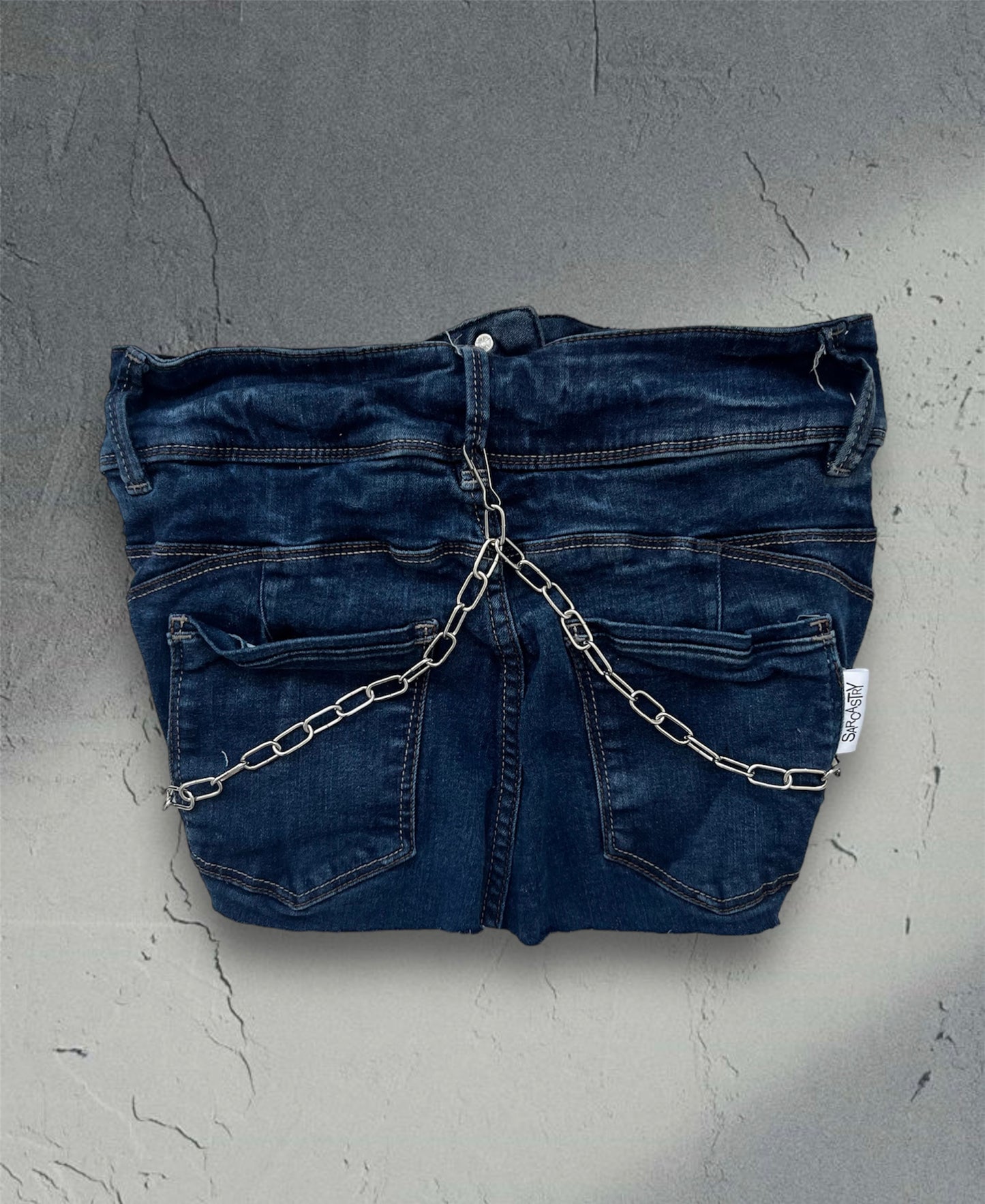 Denim top with chains