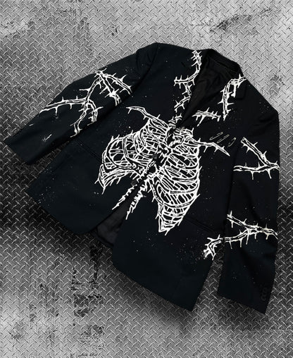 Unisex blazer with ribs and spine