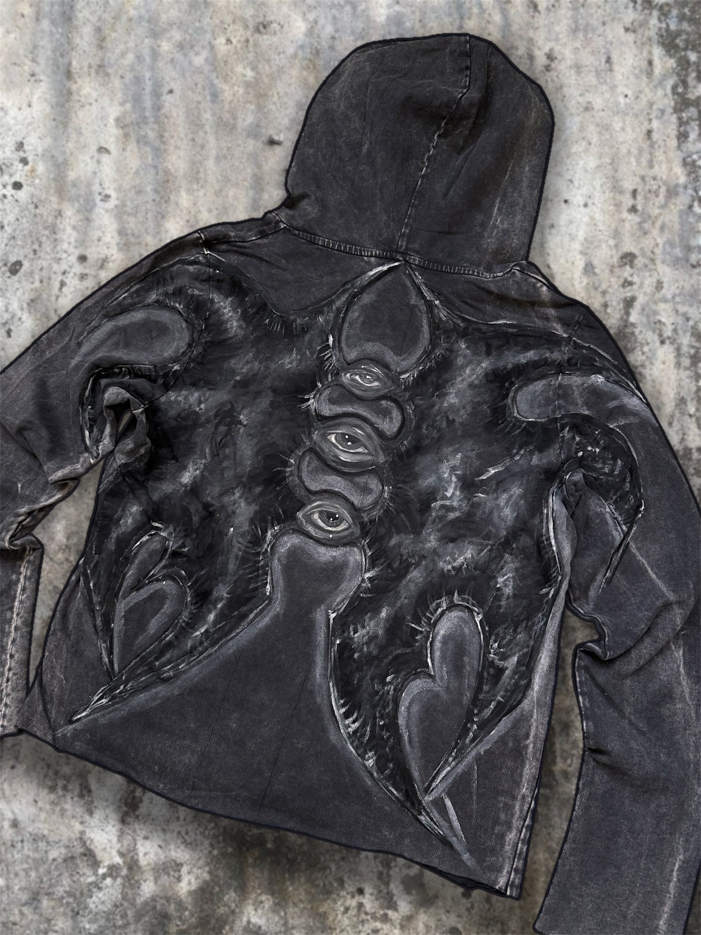 “Lili” dark gray hand painted hoodie