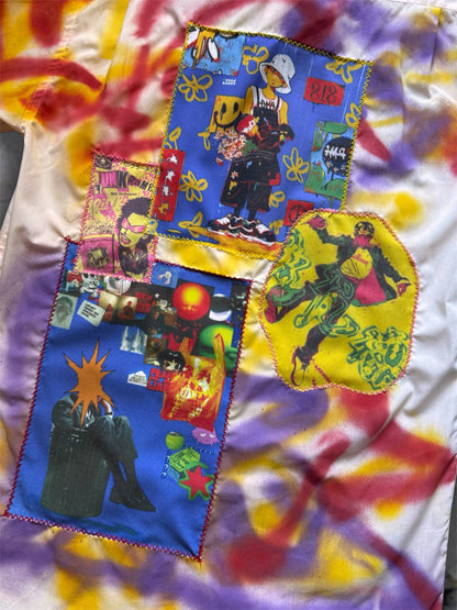 Sprayed light pink shirt with art pictures