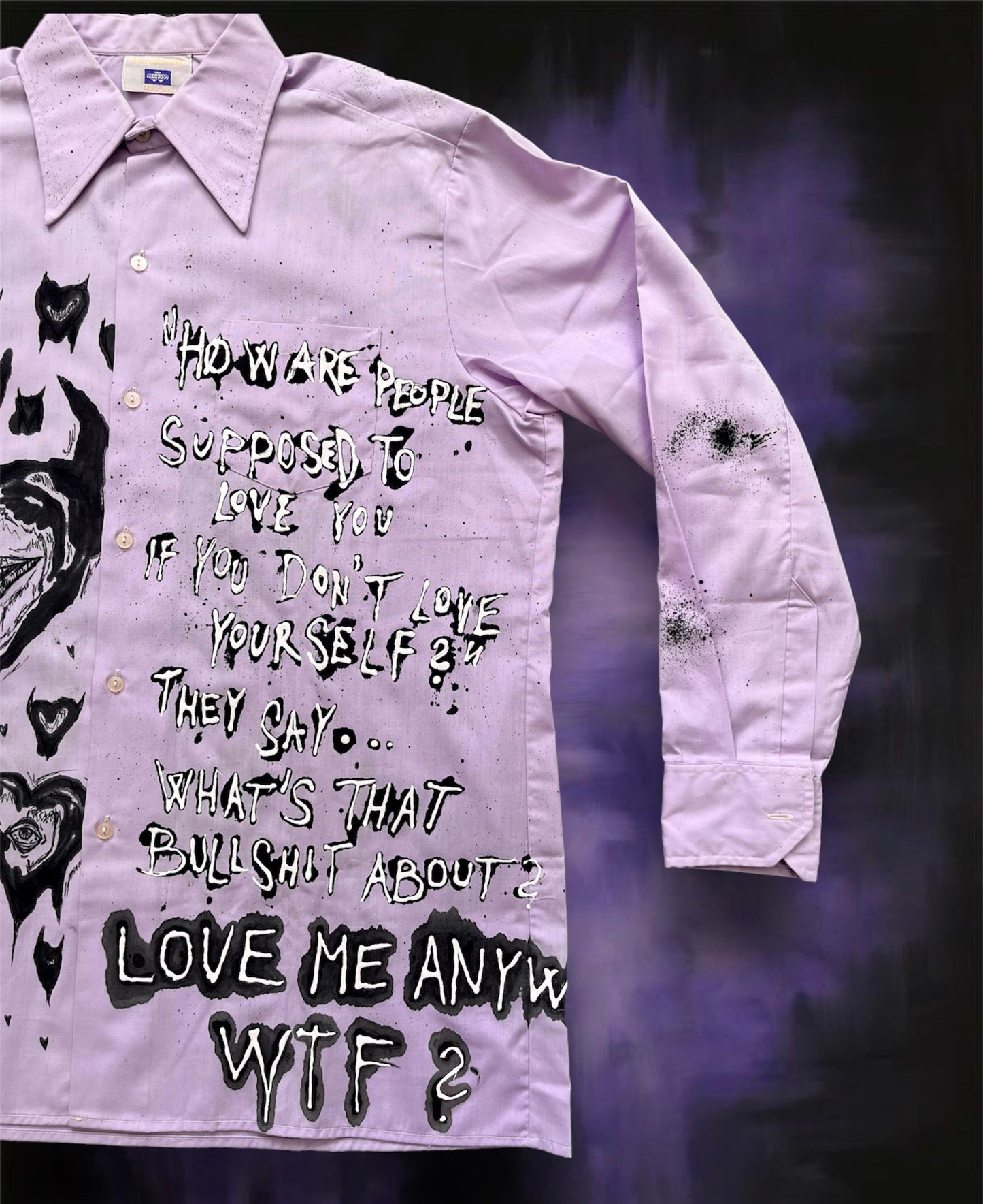 “LOVE ME ANYWAY” purple shirt